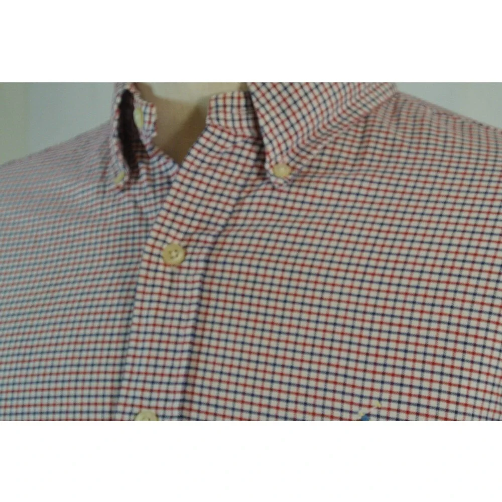 Polo Ralph Lauren shirt custom fit mens large long sleeve white red blue check